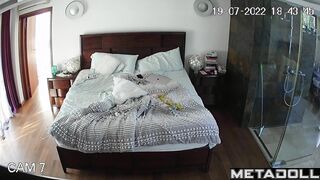 Naughty naked British blonde MILF masturbates while watching smoking porn
