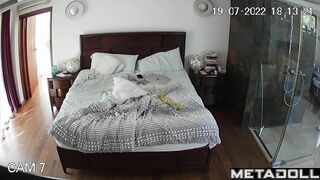 Naughty naked British blonde MILF masturbates while watching smoking porn