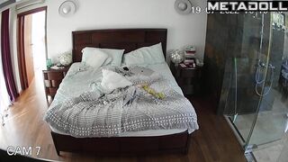 Naughty naked British blonde MILF masturbates while watching smoking porn