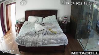 Naughty naked British blonde MILF masturbates while watching smoking porn
