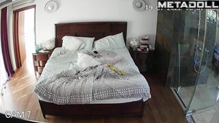 Naughty naked British blonde MILF masturbates while watching smoking porn
