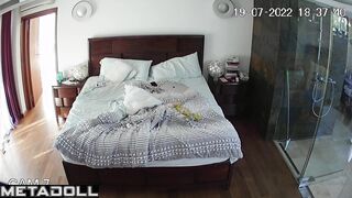 Naughty naked British blonde MILF masturbates while watching smoking porn