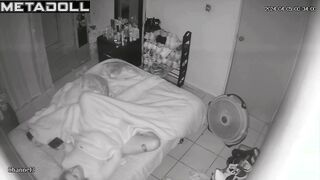 Fat blonde woman rubs her hairy pussy voyeur cam
