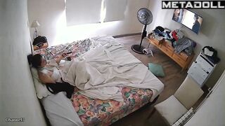 Skinny brunette wife is masturbating to orgasm hidden IP cam