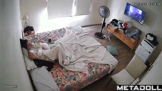 Skinny brunette wife is masturbating to orgasm hidden IP cam