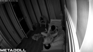 Tanned Russian brunette wife forces her husband to cum spy cam
