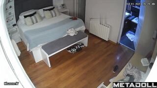 Mature blonde woman is naked in her room