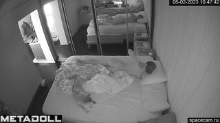 Tattooed Russian brunette wife fucked hard in Morning real spy cam