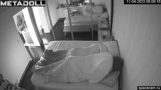 Newly married couple fuck hard in their bed hidden cam