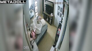 Big tits blonde wife masturbates while being filmed voyeur IP cam