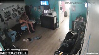 French man fucks in his tattoo studio