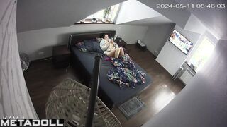 Sweet Turkish wife rubs her pussy while watching porn with a sex toys