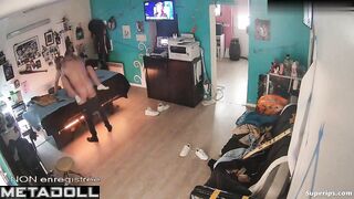 Mature French couple fucks in a tattoo studio