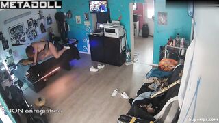 Mature French couple fucks in a tattoo studio