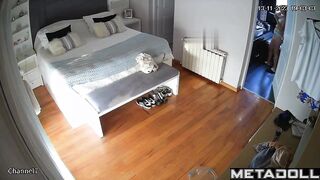 British blonde woman is naked in her room