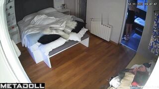 Gorgeous British woman gets dressed in her room