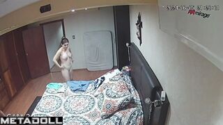 Single Ukrainian blonde teacher changes her bra to go out to a party
