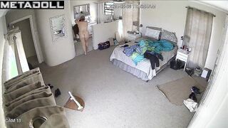 Perverse Irish blonde woman changes her clothes in her room