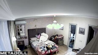 Skinny European girl naked in her room