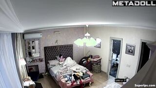 Skinny European girl naked in her room