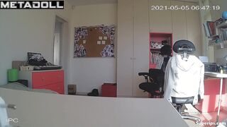 Nerdy European girl naked in her room