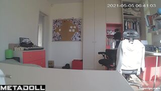 Nerdy European girl naked in her room