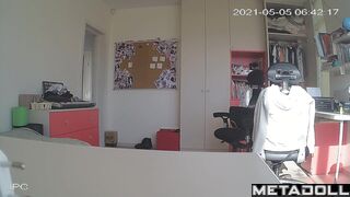 Nerdy European girl naked in her room
