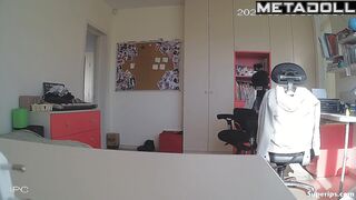 Nerdy European girl naked in her room