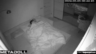 Petite Russian woman rides her husband