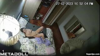 Teenage brunette girl masturbates to orgasm