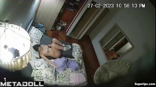 Teenage brunette girl masturbates to orgasm