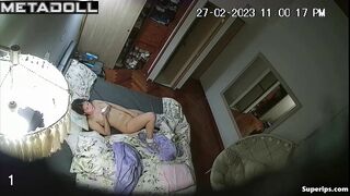 Teenage brunette girl masturbates to orgasm