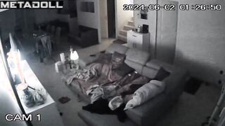 Real married couple fuck on the couch spy cam