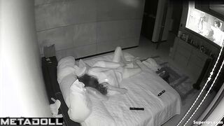 Latina woman gives her husband a handjob