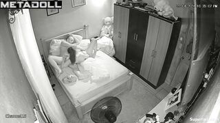 Busty Latina woman masturbates with her husband