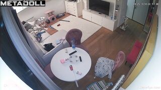 European woman masturbates on the sofa