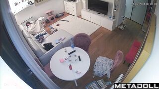 European woman masturbates on the sofa