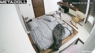 Teenage brunette girl masturbates on her bed