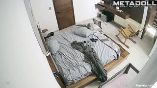 Teenage brunette girl masturbates on her bed