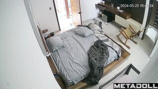 Teenage brunette girl masturbates on her bed