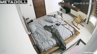 Teenage brunette girl masturbates on her bed