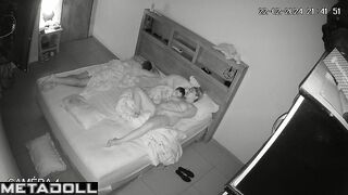 Skinny French blonde woman changes her panties in her room