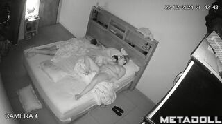 Skinny French blonde woman changes her panties in her room