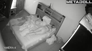 Real married couple having sex in their bed wildly hidden IP cam