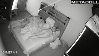 Real married couple having sex in their bed wildly hidden IP cam