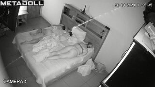 Real married couple having sex in their bed wildly hidden IP cam