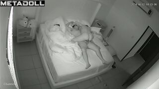 Chubby busty Welsh blonde step-mom gives her husband a sloppy blowjob hidden IP camera