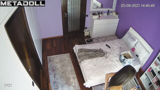 Tattooed Ukrainian brunette fancy woman with big ass in new panties
