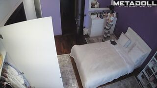 Lesbian Portuguese brunette porn model changes her bra before going to sleep