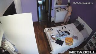 Daily routine of Polish brunette sex worker after taking a shower hidden cam